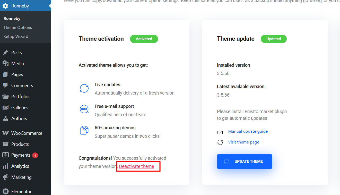 How to deactivate purchase code – Ronneby support
